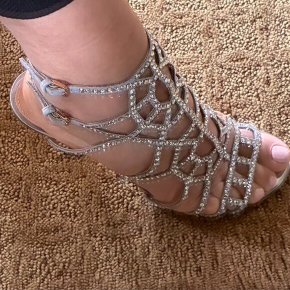 Sergio Rossi Scarpe Donna Sandal Silver Crystal Size 38 Authentic - Picture 5 of 8